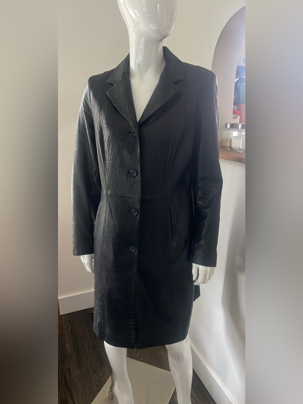 Classic Women's Black Leather Coat